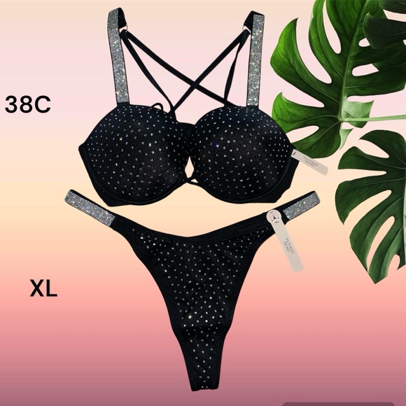 NEW X-LARGE VICTORIA'S SECRET SWIM Shine Strap Bombshell  SET PLUS FREE TOWEL - Picture 2 of 15